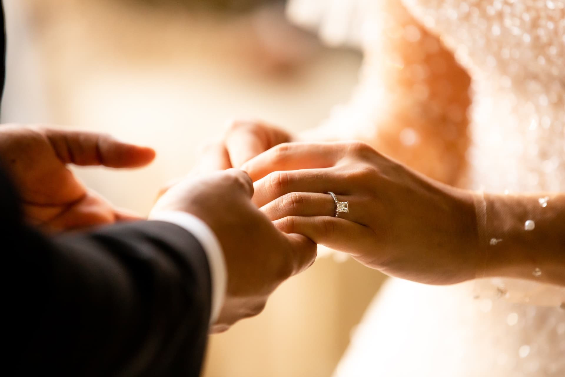 Bride and groom hands